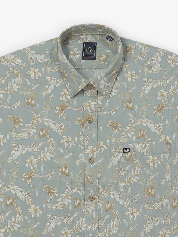 ARROW stone grey printed cotton shirt
