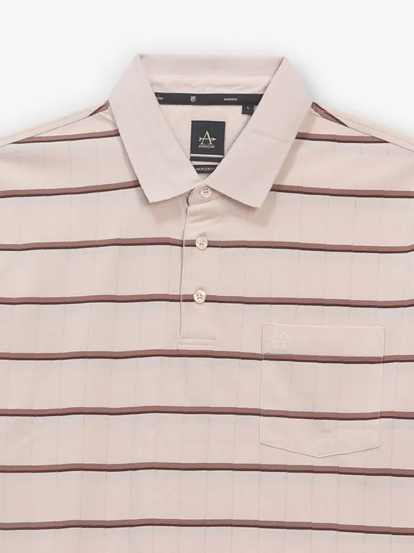ARROW stripe coffee cotton t-shirt