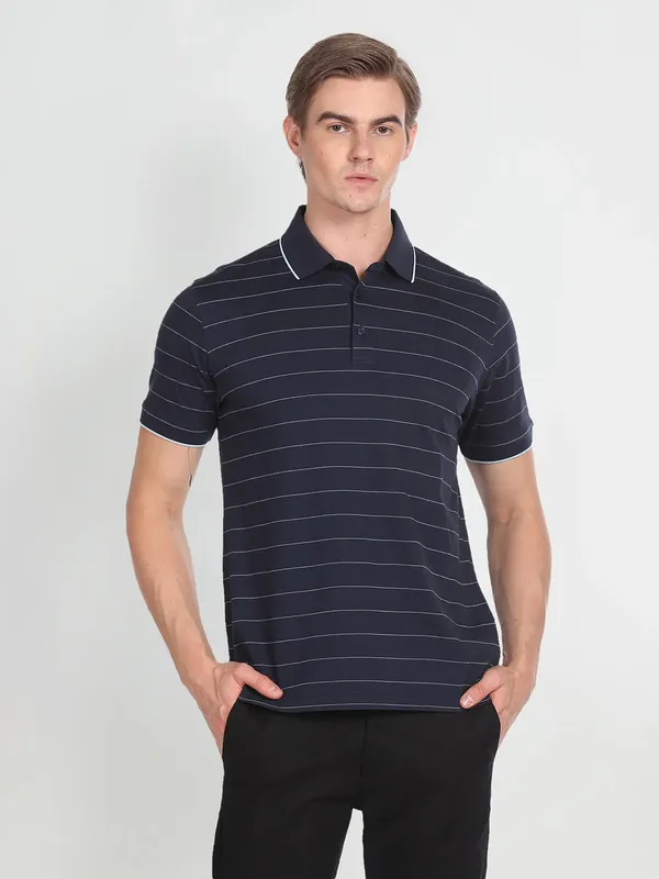 Arrow stripe cotton navy t shirt