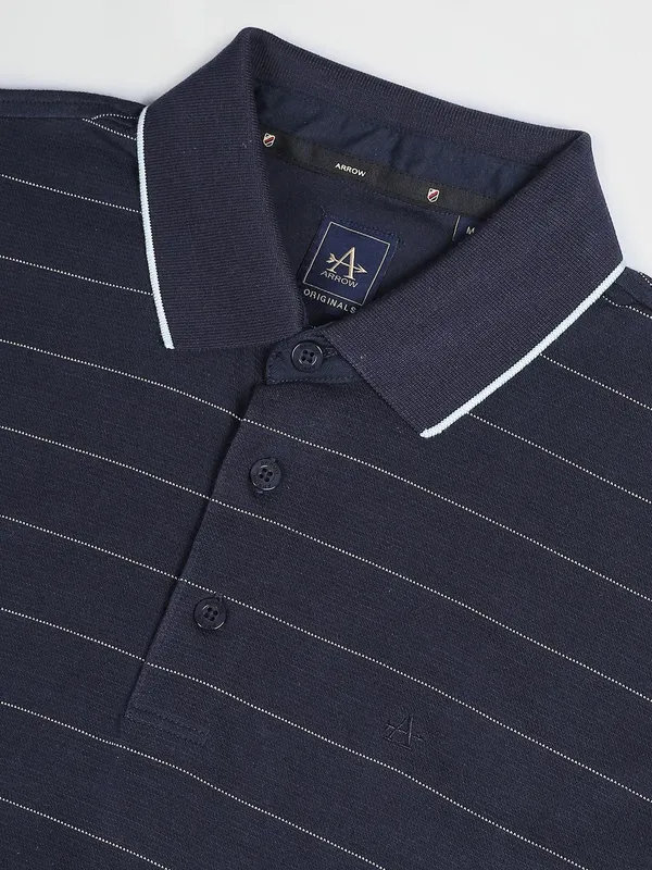 Arrow stripe cotton navy t shirt