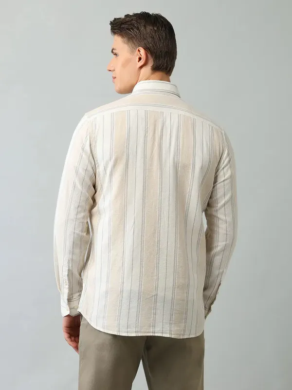 ARROW striped beige casual slim fit shirt