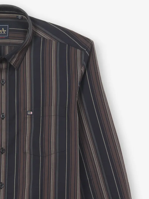 ARROW striped brown cotton casual wear shirt