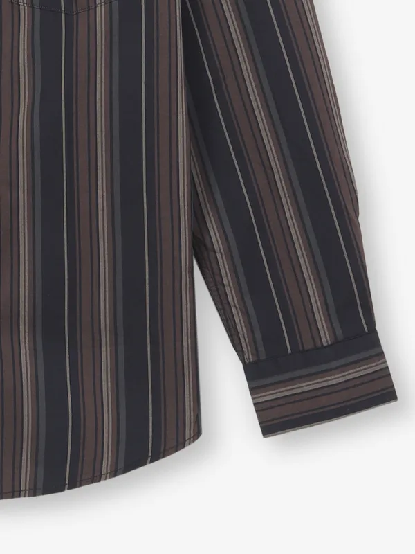 ARROW striped brown cotton casual wear shirt