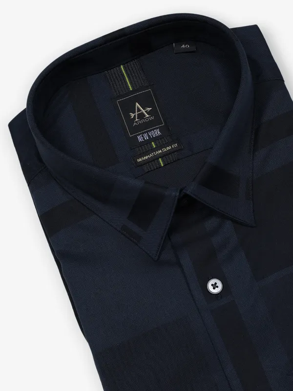 ARROW teal blue printed cotton shirt