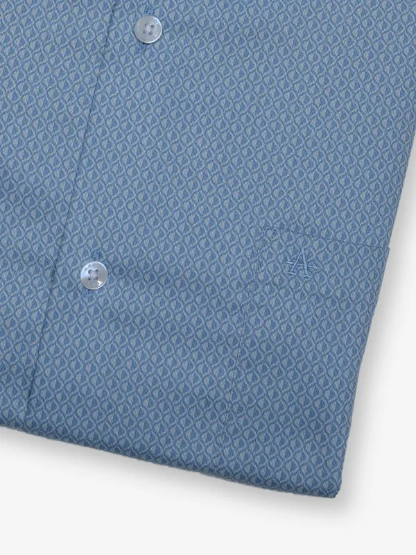 ARROW teal blue textured cotton shirt
