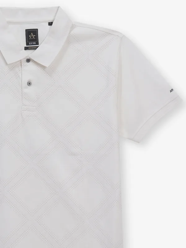 ARROW texture off-white cotton polo t-shirt