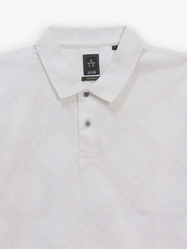 ARROW texture off-white cotton polo t-shirt