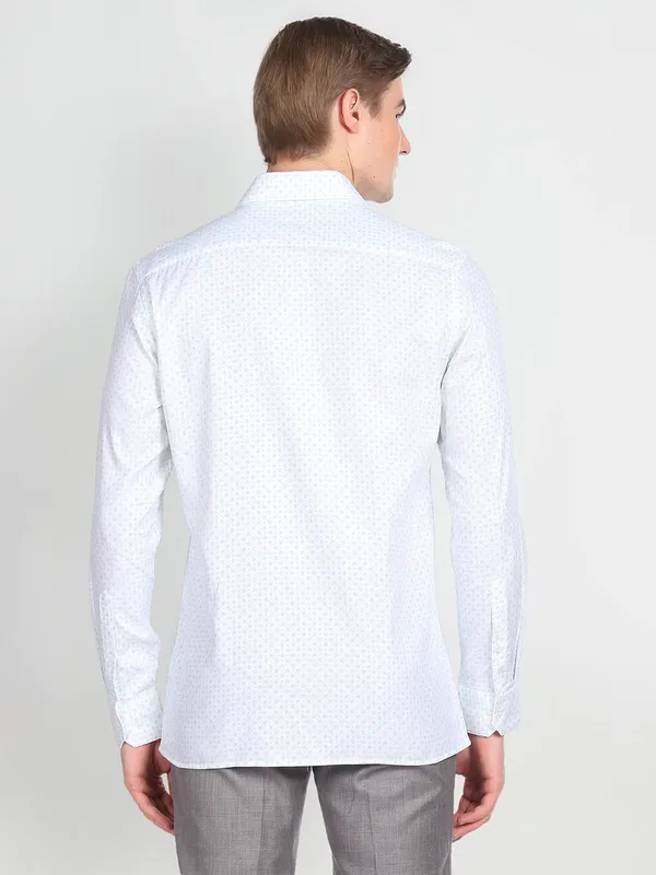 Arrow white and blue printed cotton shirt