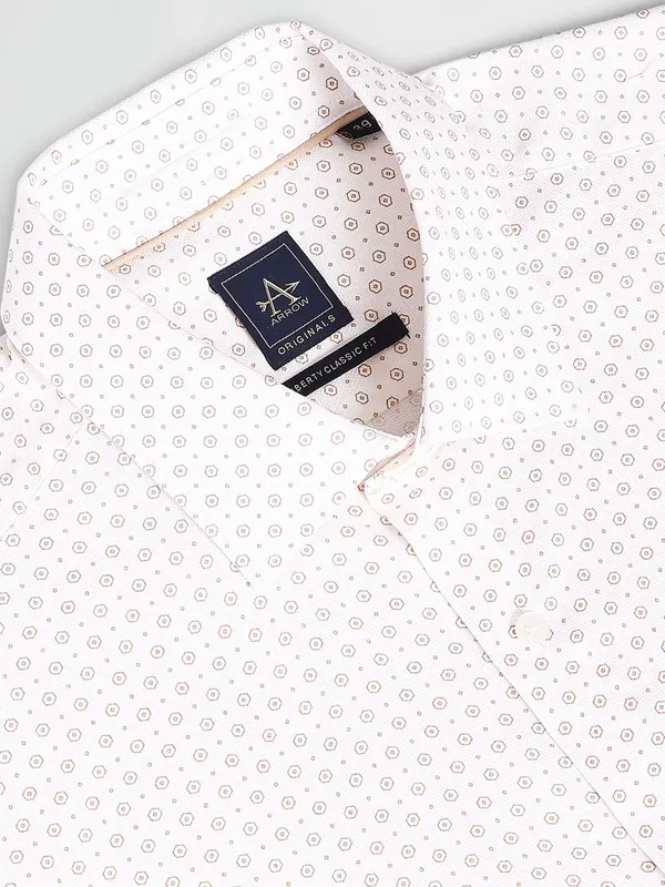 Arrow white and brown printed shirt