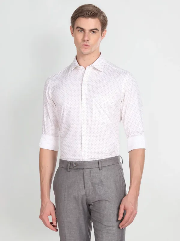 Arrow white and brown printed shirt