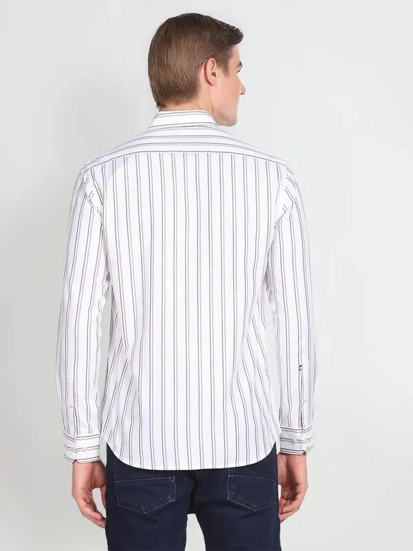 Arrow white cotton stripe shirt