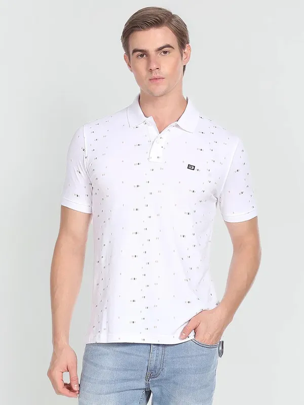 Arrow white printed casual t shirt