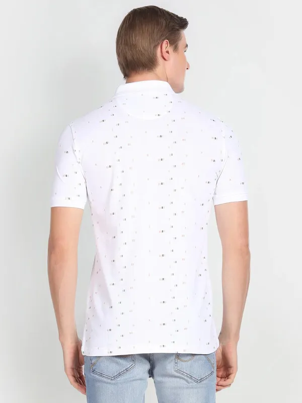 Arrow white printed casual t shirt