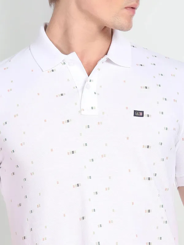 Arrow white printed casual t shirt