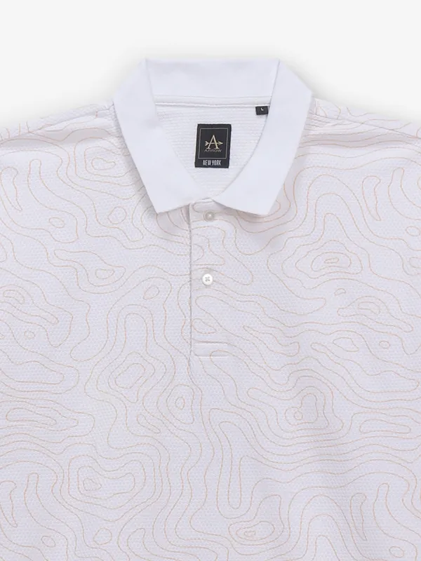 ARROW white printed cotton t-shirt