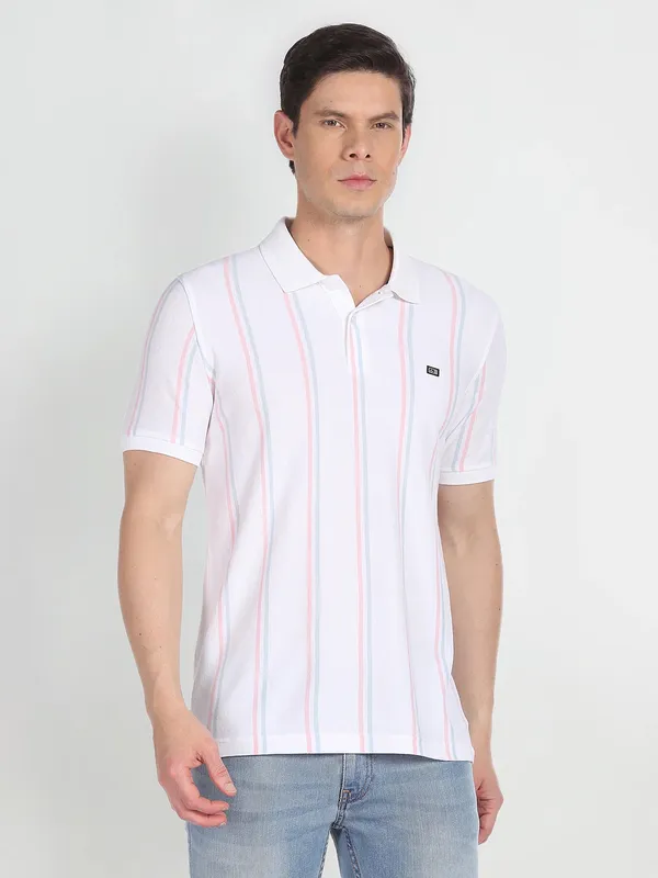 Arrow white stripe polo t shirt