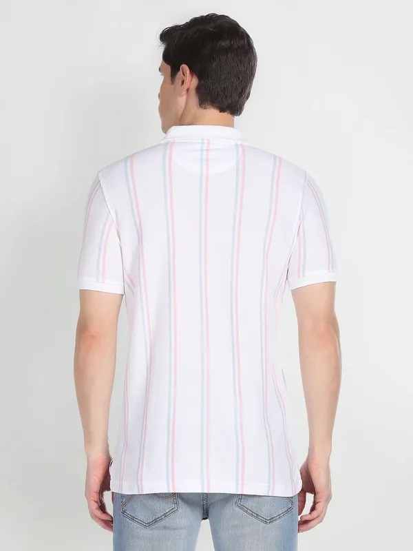 Arrow white stripe polo t shirt