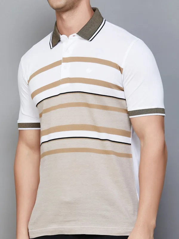 ARROW white striped polo t-shirt for men