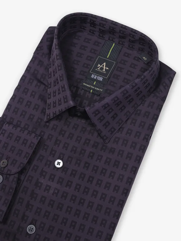 ARROW wine printed cotton shirt