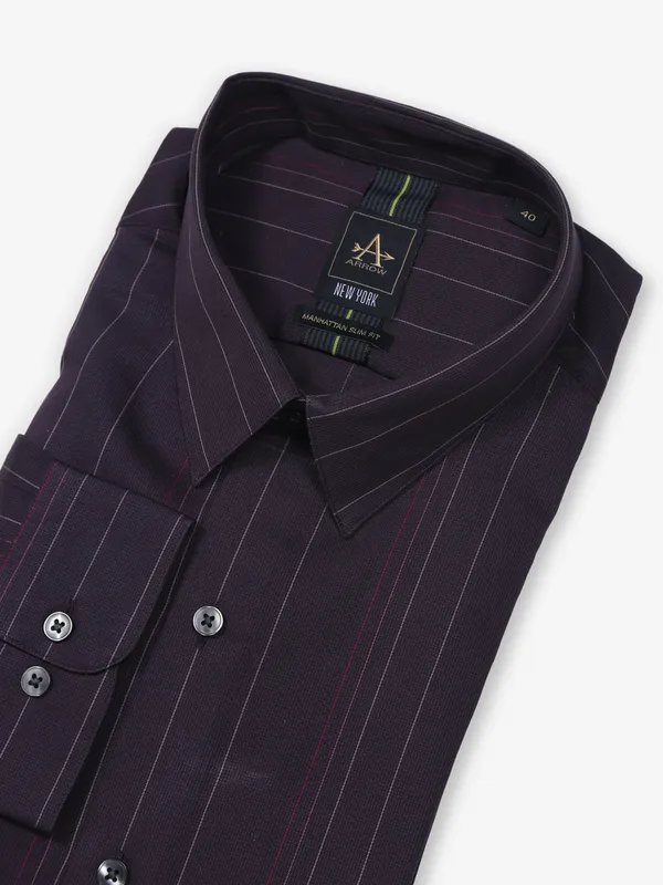 ARROW wine stripe cotton shirt