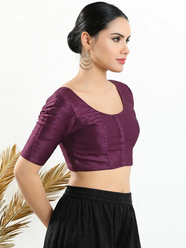 Art silk plain wine ready made blouse