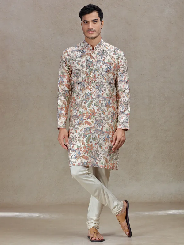 Artisanal elegance grey kurta suit in heavy work