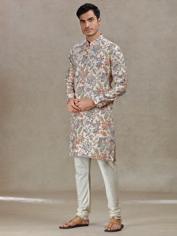 Artisanal elegance grey kurta suit in heavy work