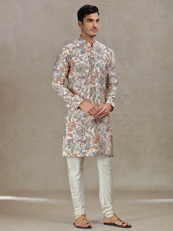 Artisanal elegance grey kurta suit in heavy work