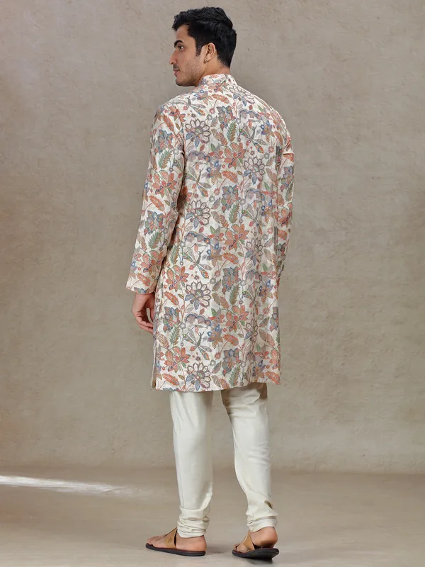 Artisanal elegance grey kurta suit in heavy work