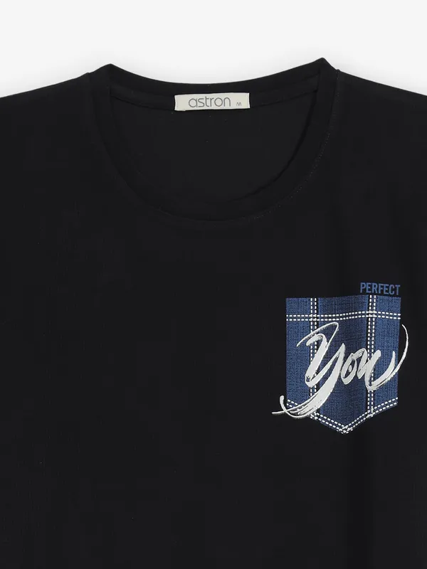 ASTRON black cotton printed t-shirt