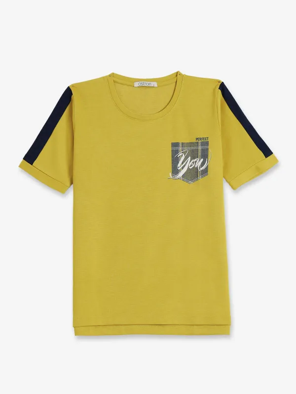 ASTRON cotton yellow t-shirt