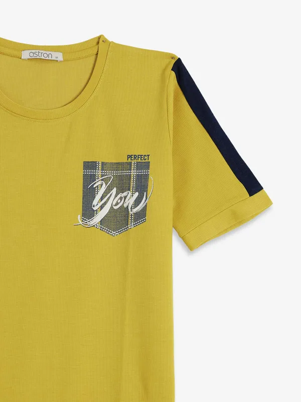 ASTRON cotton yellow t-shirt