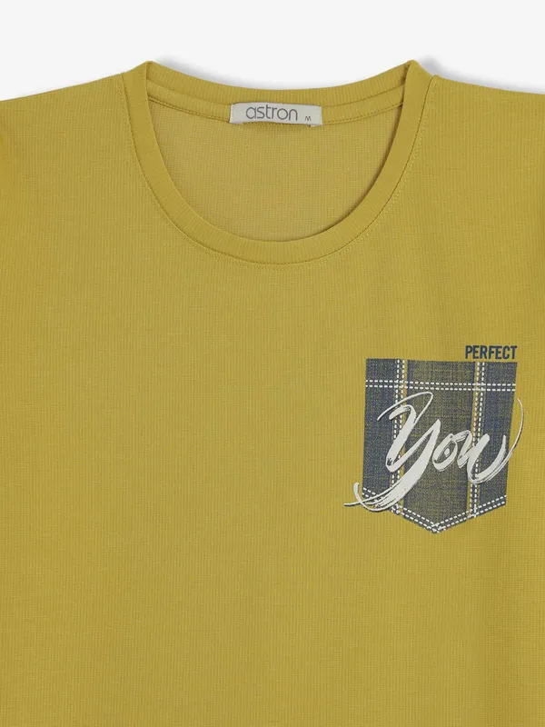 ASTRON cotton yellow t-shirt