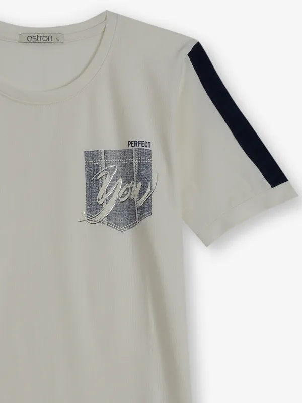 ASTRON off white cotton t-shirt for women