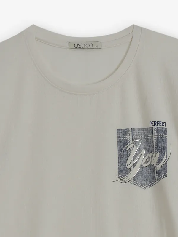 ASTRON off white cotton t-shirt for women