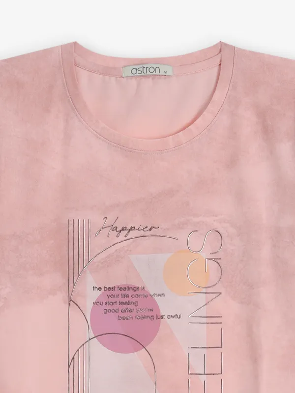 ASTRON pink printed cotton t-shirt