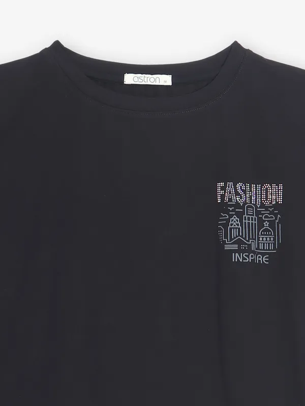 ASTRON printed black cotton t-shirt