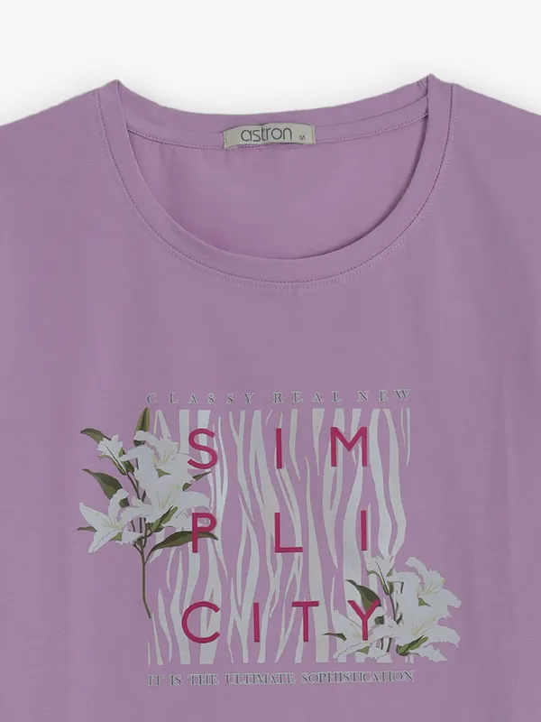 ASTRON purple printed cotton t-shirt