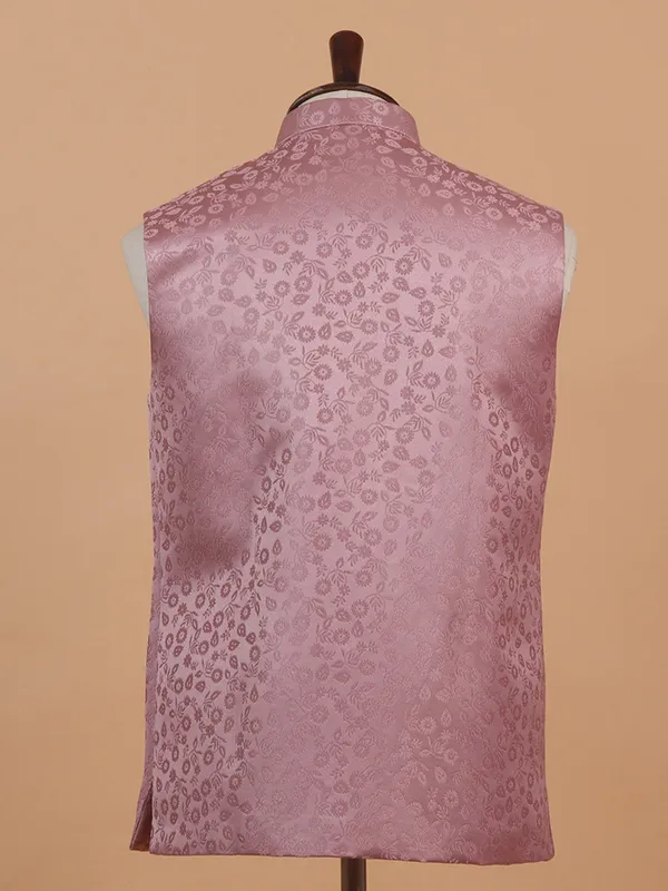 Atrractive light wine brocade waistcoat set