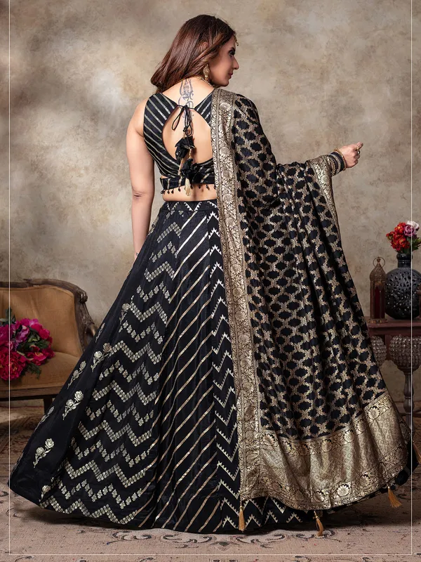 Attractive black silk lehenga choli