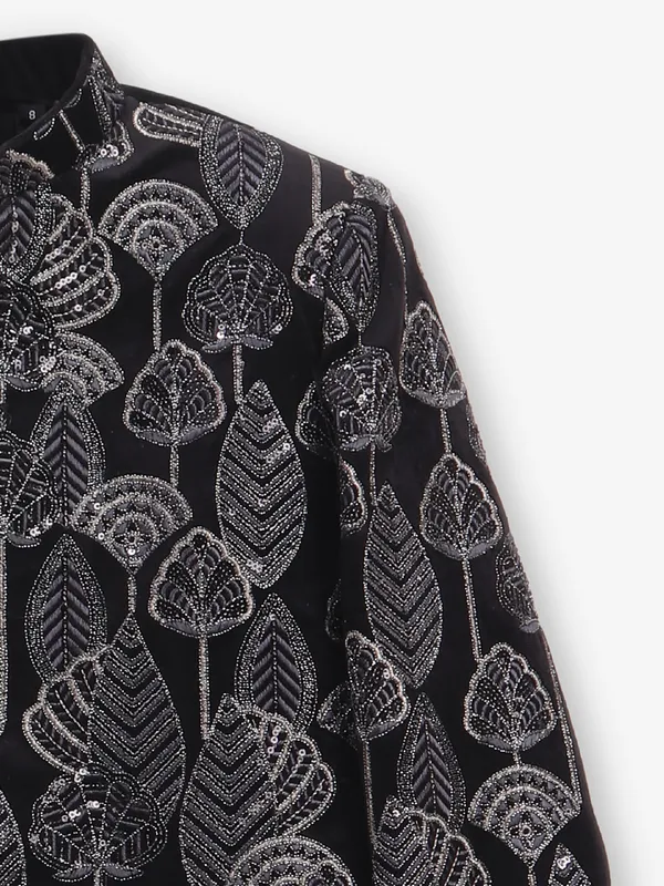 Attractive black velevt indowestern for boys