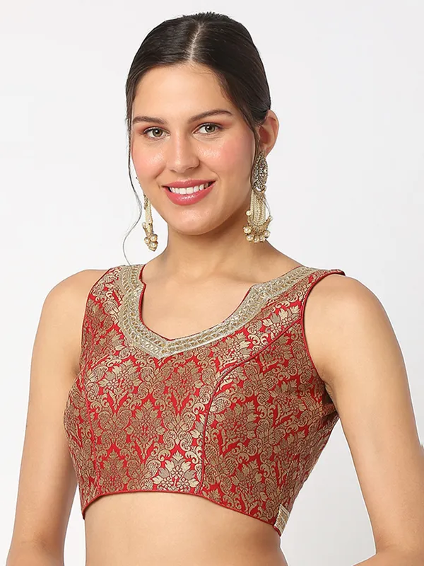 Attractive brocade red blouse
