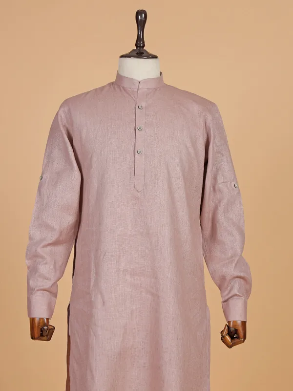 Attractive light brown cotton kurta suit