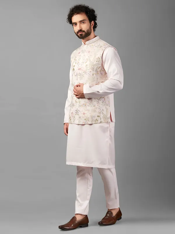Attractive light pink silk waistcoat set