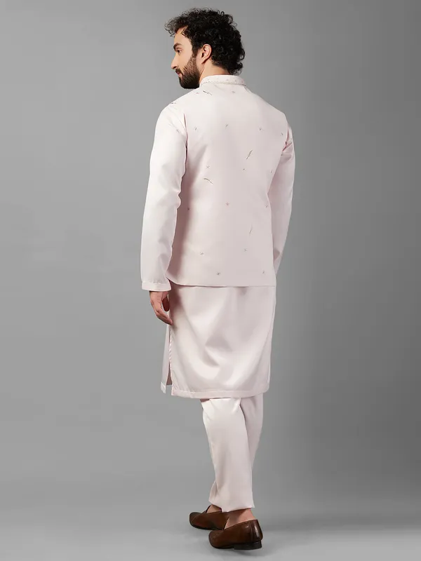 Attractive light pink silk waistcoat set