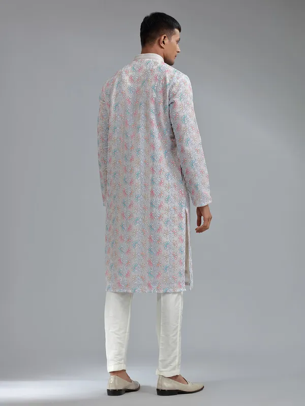 Attractive light purple silk kurta suit