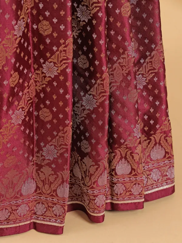 Attractive maroon banarasi silk saree