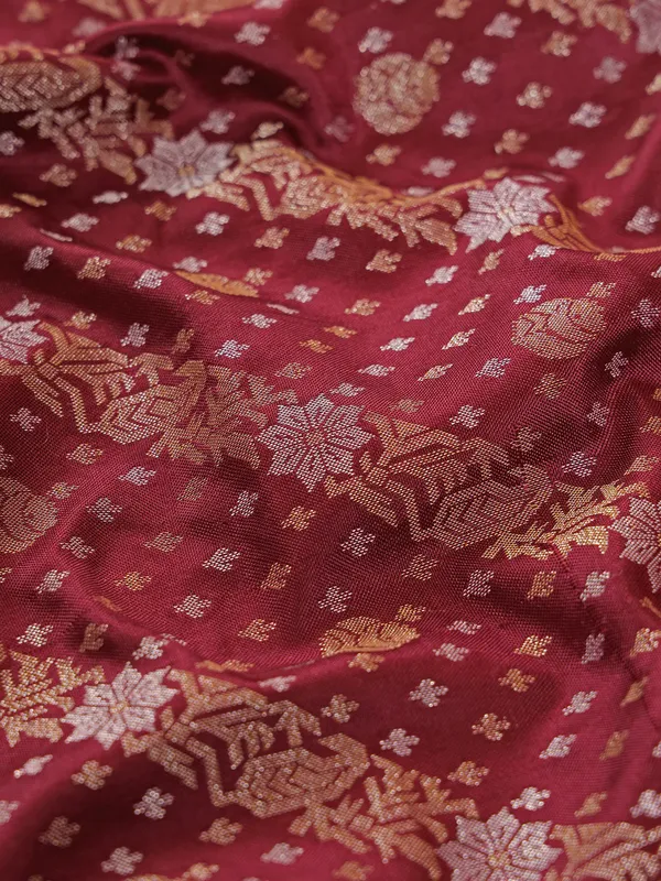 Attractive maroon banarasi silk saree