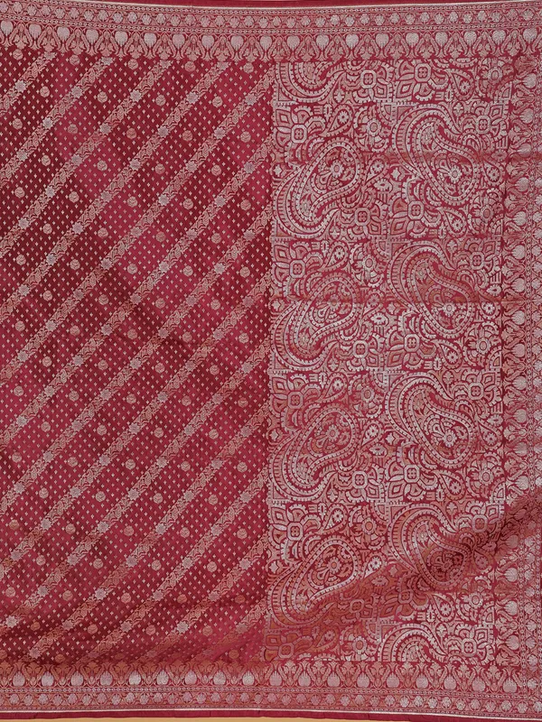 Attractive maroon banarasi silk saree