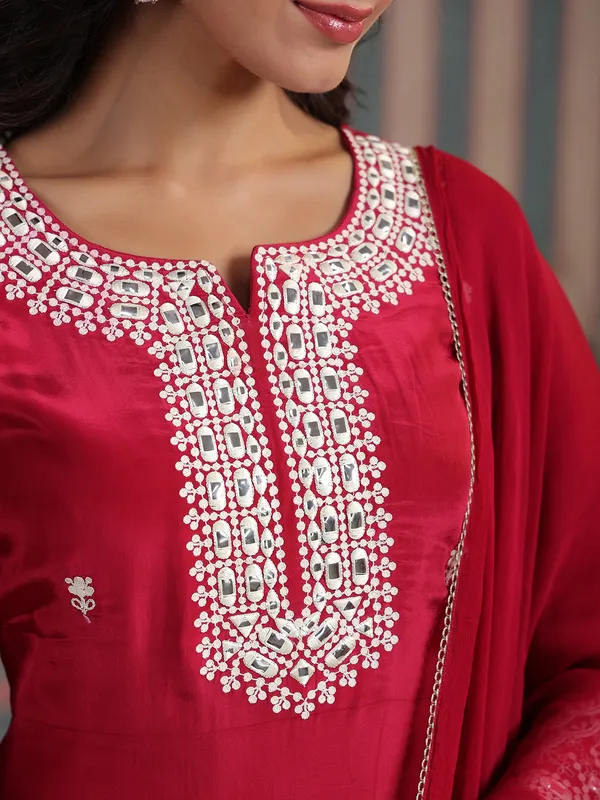 Attractive maroon silk kurti set